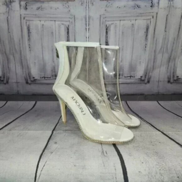 Mackin J Clear Bootie Peep Toe Heels - Picture 4 of 9